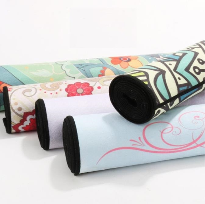 Custom Printed Anti-slip Eco-Friendly Foldable Rubber Suede Yoga Mat