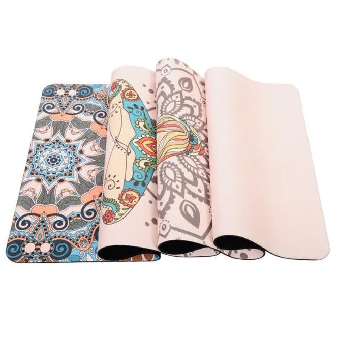 Custom Printed Anti-slip Eco-Friendly Foldable Rubber Suede Yoga Mat