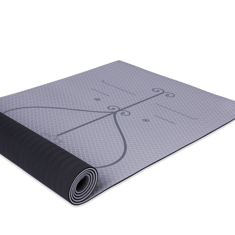 Double Color TPE Yoga Mat with Position Line