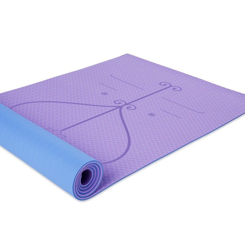 Double Color TPE Yoga Mat with Position Line