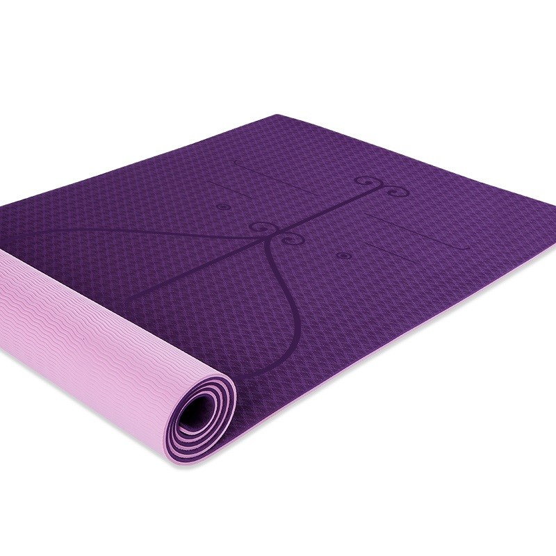 Double Color TPE Yoga Mat with Position Line