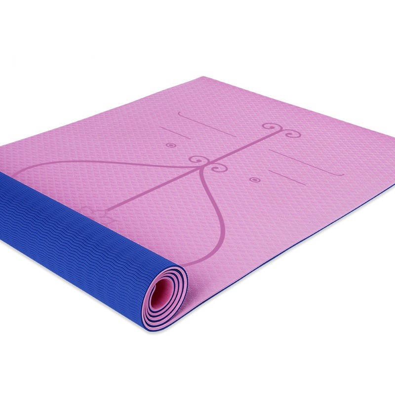 Double Color TPE Yoga Mat with Position Line